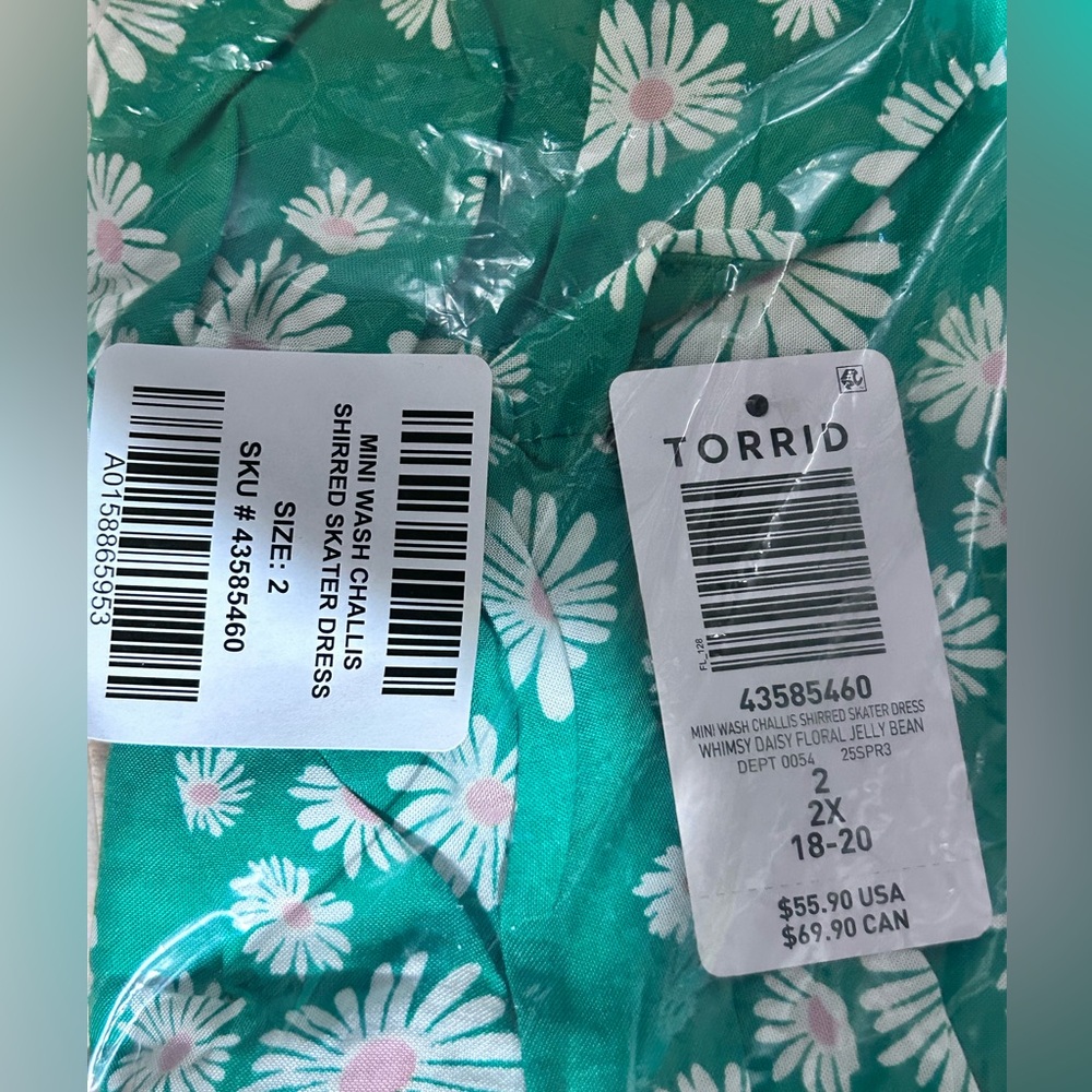 NWT Torrid whimsy daisy challis mini skater dress, Torrid size 2 - Picture 6 of 7
